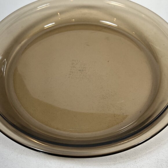 VINTAGE PYREX #209 AMBER GLASS DEEP DISH PIE PLATE BAKING PAN SMOOTH EDGE 9" USA - Picture 3 of 6